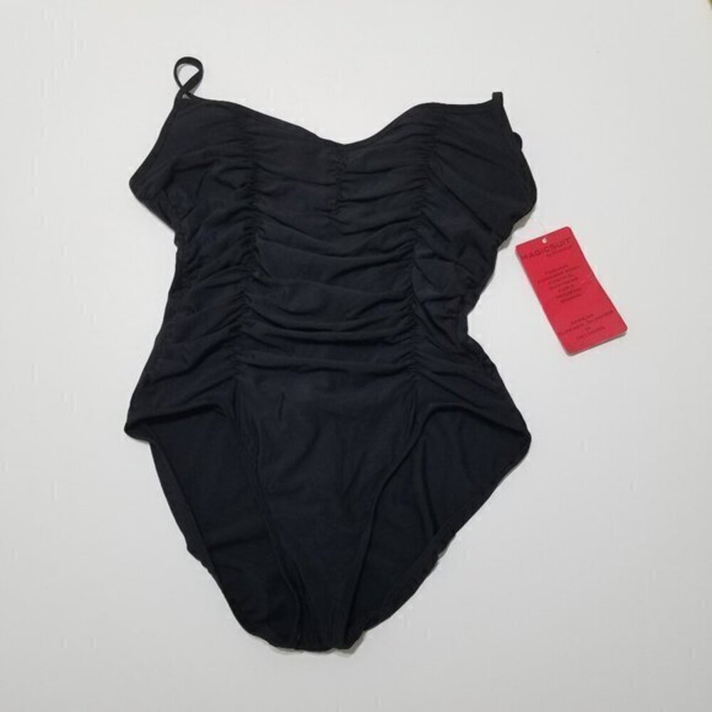 NWT Magicsuit by Miraclesuit Underwired Lined Ruched One Piece Swimsuit Black 16